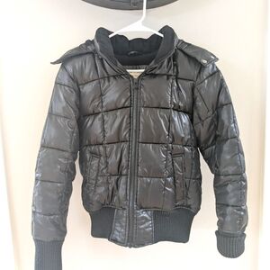 Black Old Navy Puffer Jacket with Removable Hood